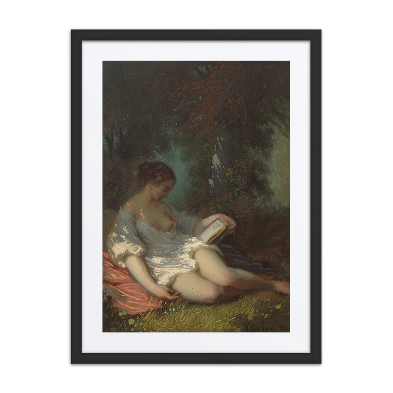 Woman Reading in Park Landscape