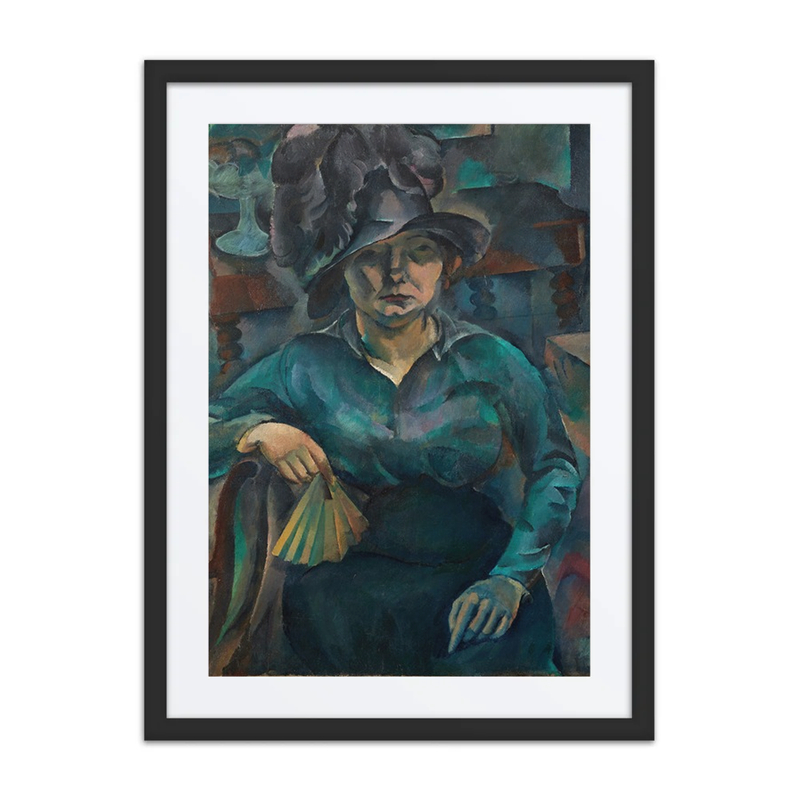 Woman Sitting with a Fan