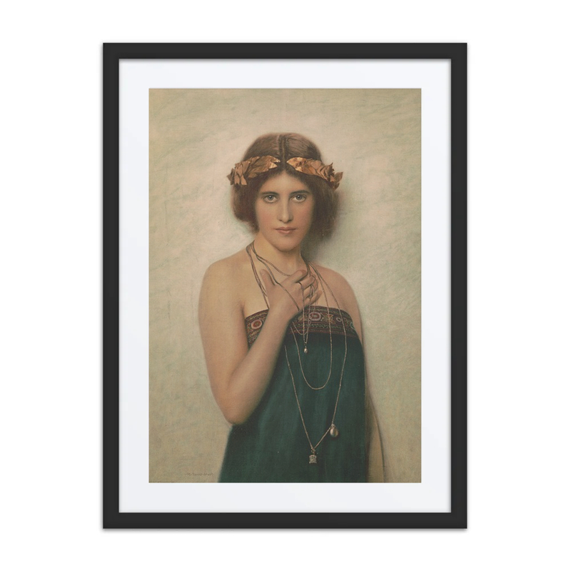 Woman with Green Dress and Silver Necklaces