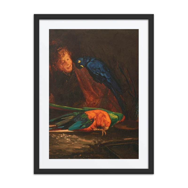 Woman with Macaws