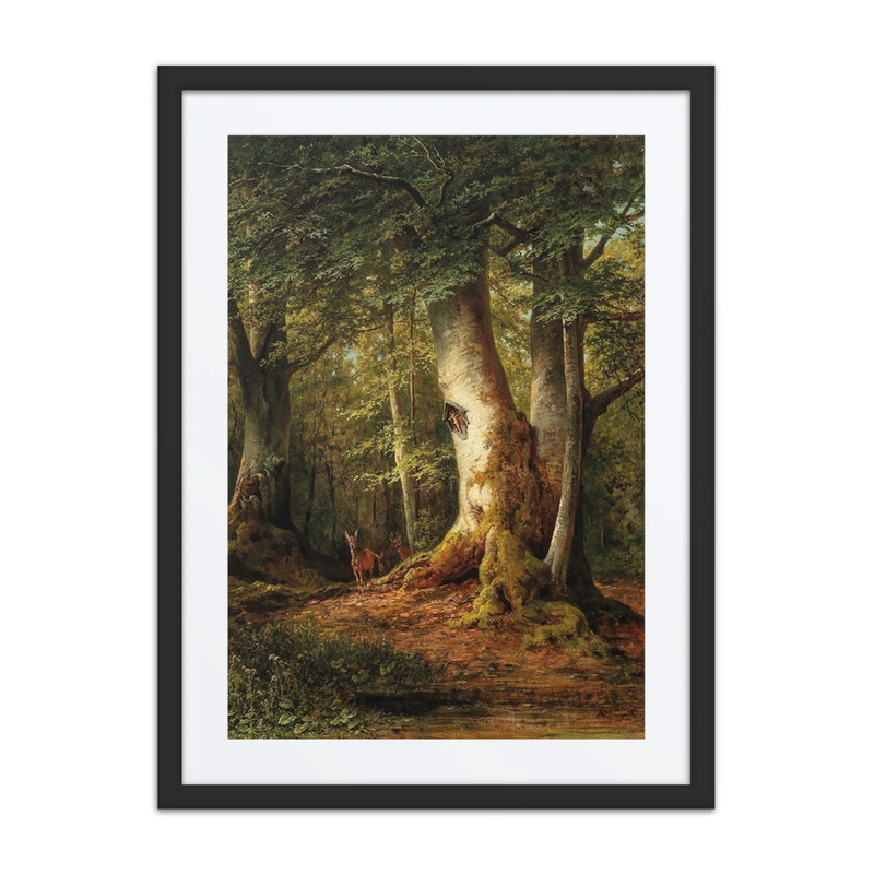 Woodland Scene with Roe Deer