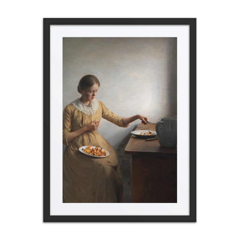 Young Girl Preparing Chanterelles