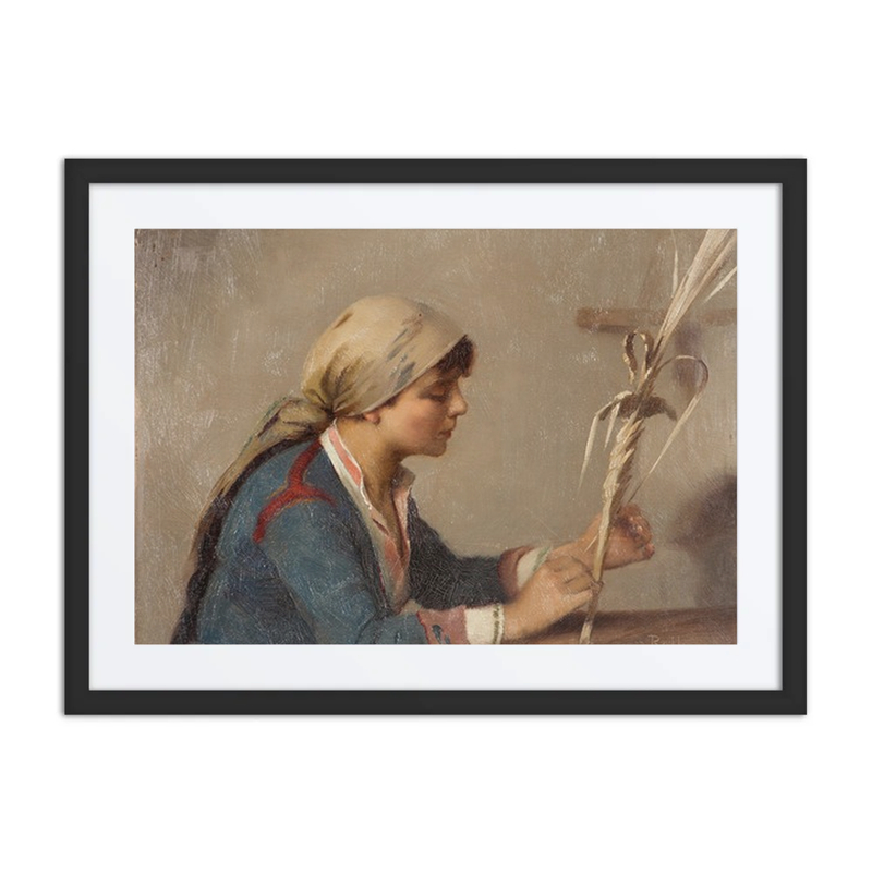 Young Girl Weaving Willow Branches