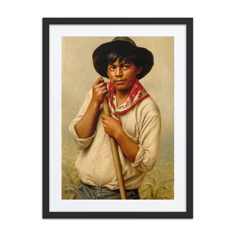 Young Man Hoeing Corn