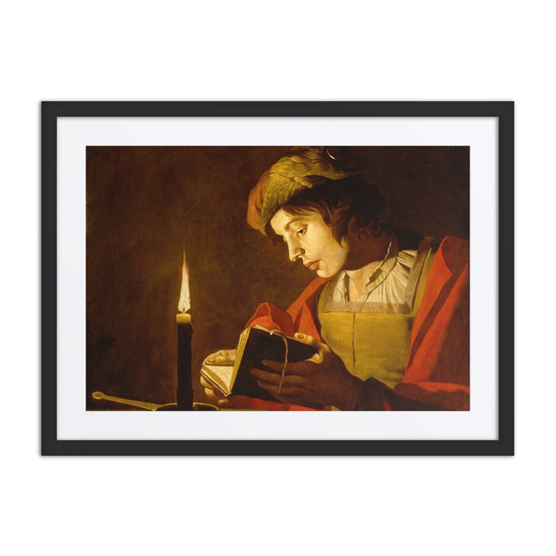 Young Man Reading by Candlelight