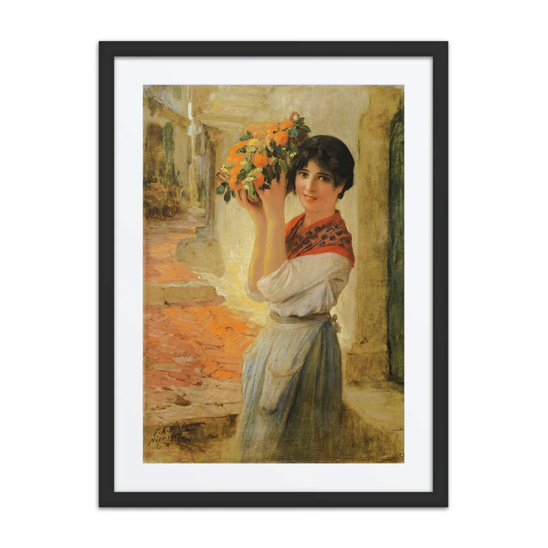 Young Niçoise with Basket of Oranges